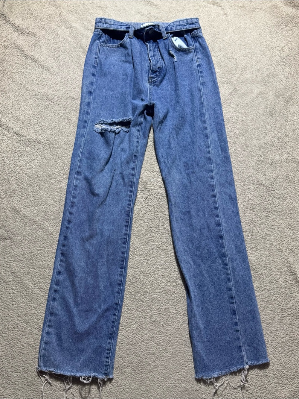 Adika Jeans Womens Small Blue Denim Distressed Frayed Hem High Waisted Roll Over